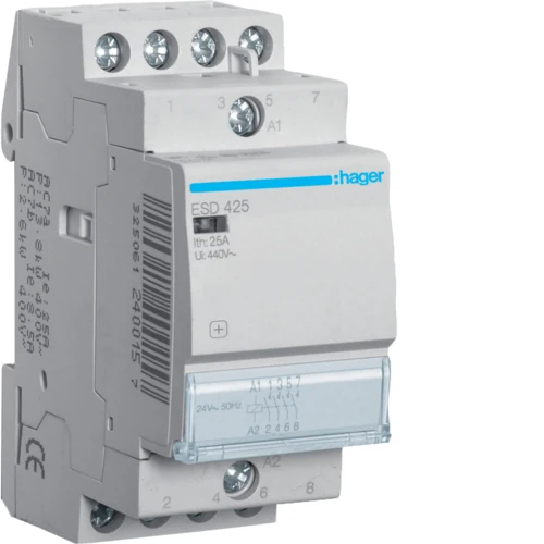 Contattore Modulare Hager ECO 25A 24V 4NA 2 Moduli – ESD425