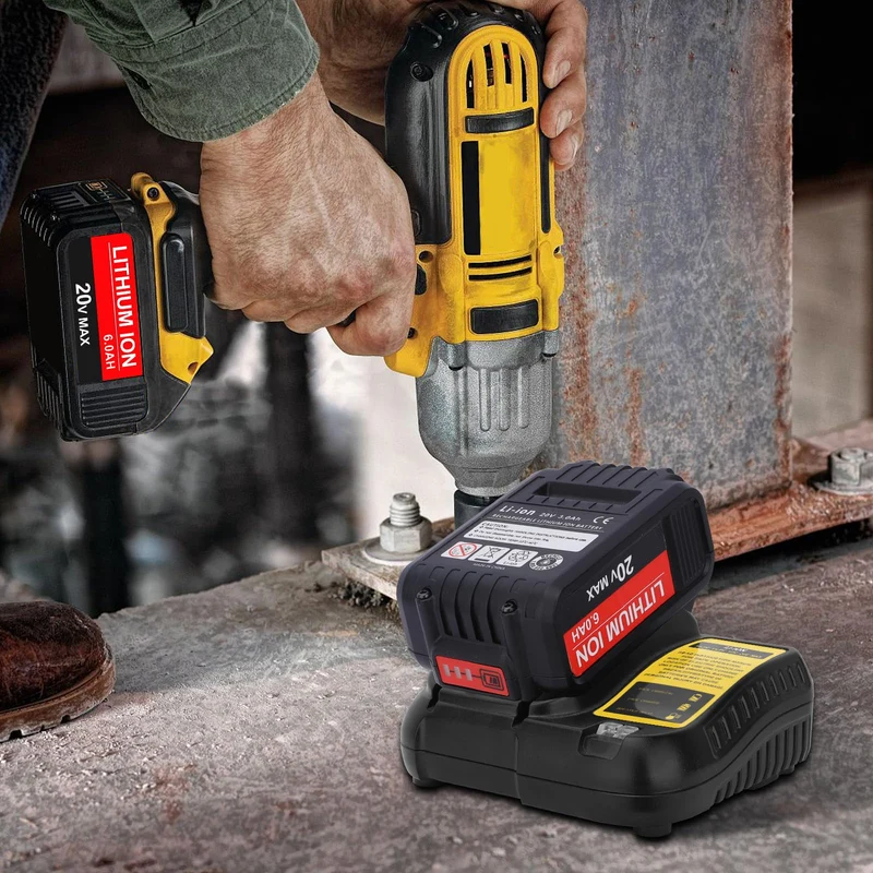 TOPBATT DCB107 sostituto del caricabatterie per Dewalt 10,8~20V 3A con indicatore LED caricabatterie