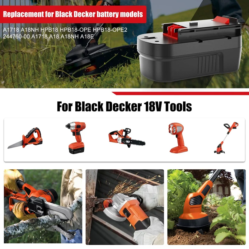 Moticett 18V 3.6Ah HPB18 Ricambio per Black Decker Batteria NI-MH Compatibile per Black Decker A1718 A18 A18E A18NH HPB18 HPB18-OPE Firestorm FS180BX FS18BX FS18FL FSB18 NST2118 244760-00
