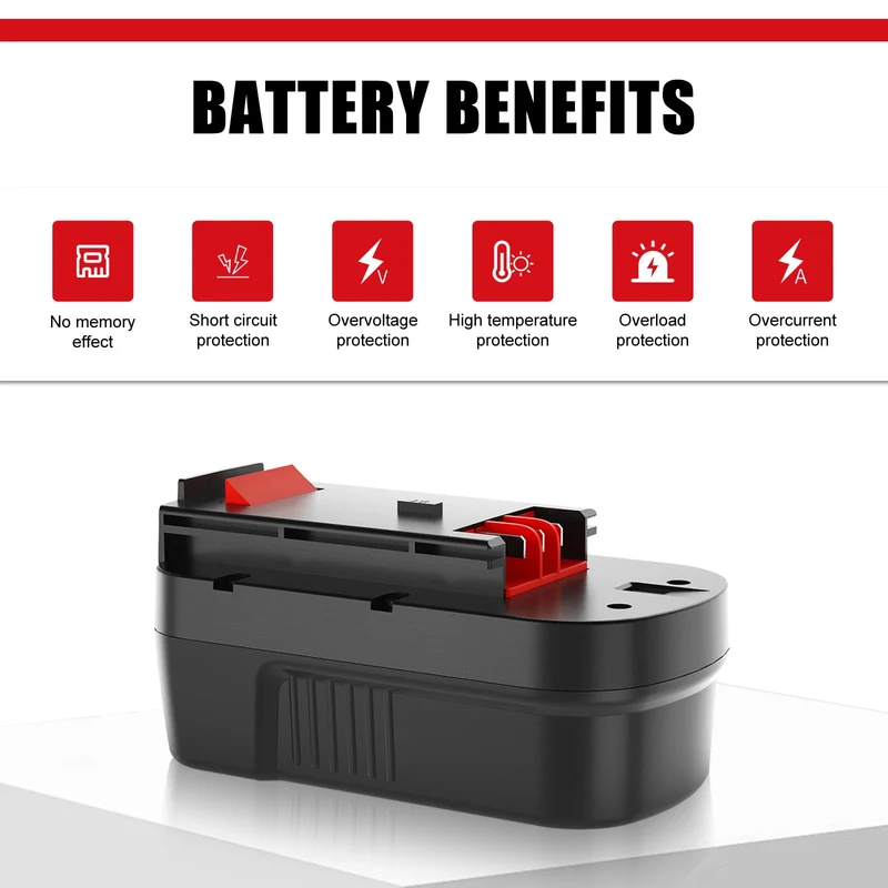 Moticett 18V 3.6Ah HPB18 Ricambio per Black Decker Batteria NI-MH Compatibile per Black Decker A1718 A18 A18E A18NH HPB18 HPB18-OPE Firestorm FS180BX FS18BX FS18FL FSB18 NST2118 244760-00