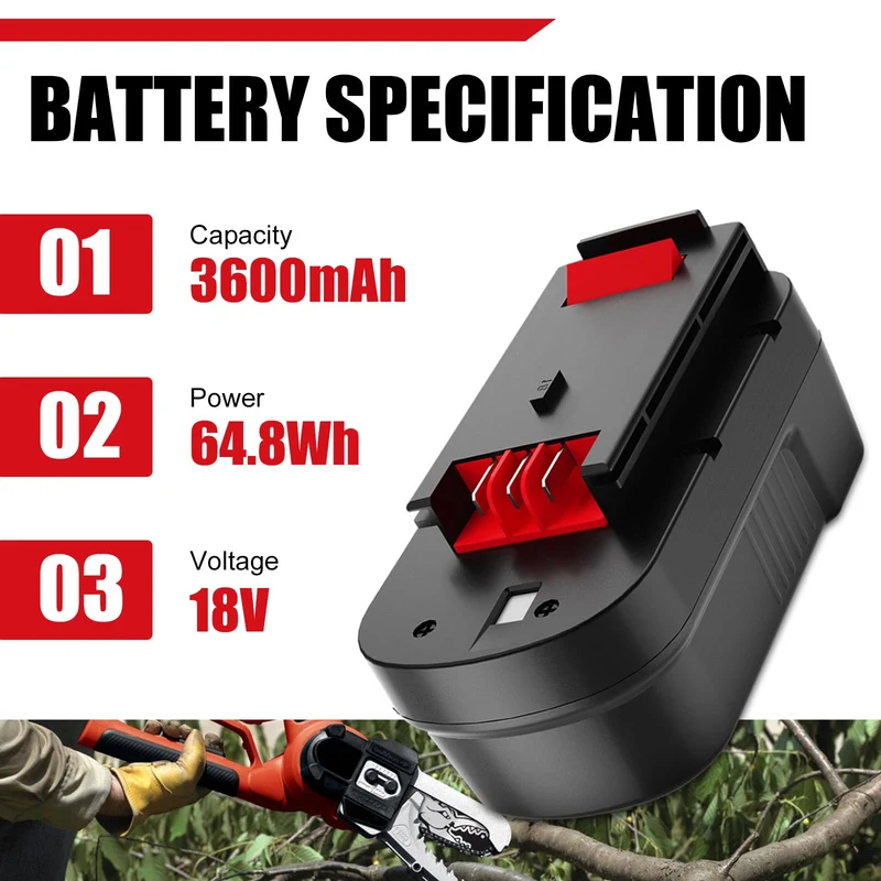 Moticett 18V 3.6Ah HPB18 Ricambio per Black Decker Batteria NI-MH Compatibile per Black Decker A1718 A18 A18E A18NH HPB18 HPB18-OPE Firestorm FS180BX FS18BX FS18FL FSB18 NST2118 244760-00