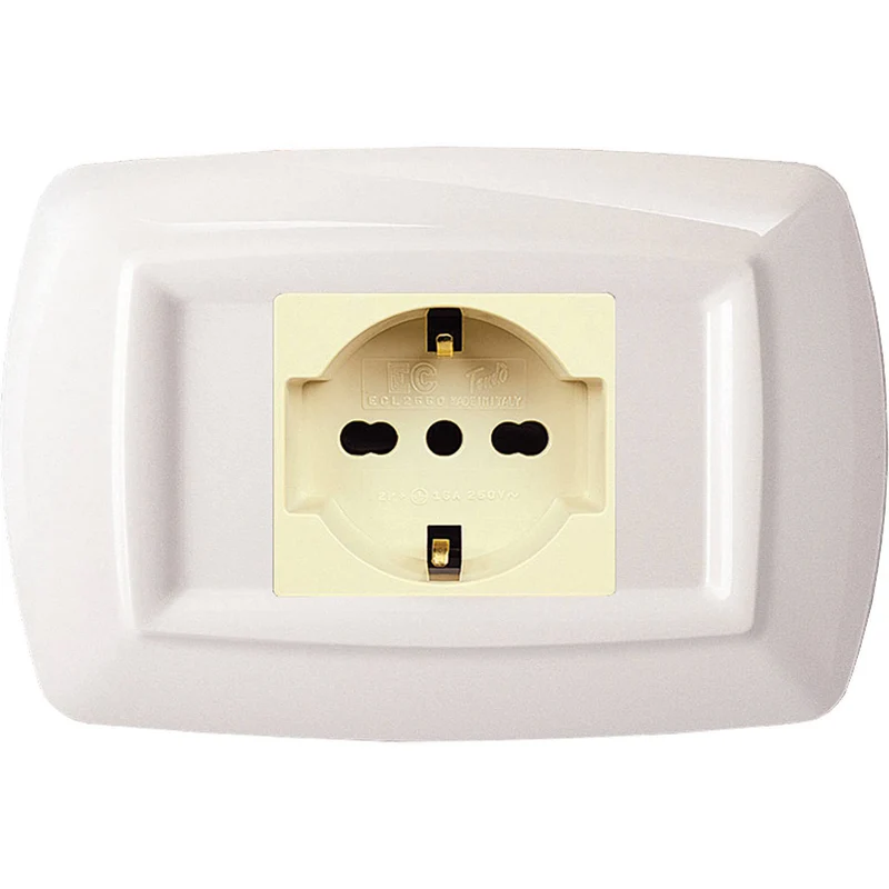 Placca per Serie Magic Bticino Modulo doppio per Presa Schuko 1 Posto Bianca