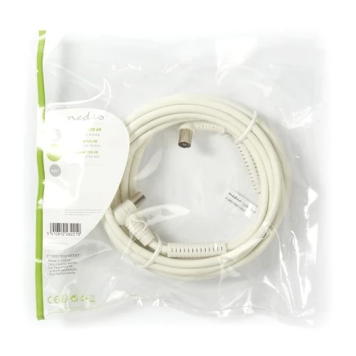 Nedis Coaxkabel 120 dB IEC (Coassiale) Male Haaks IEC (Coassiale) Female in contrasto con 5,0 m bianco