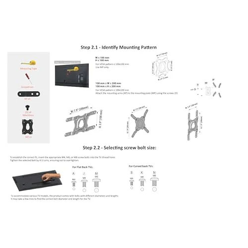 Amazon Basics Supporto a parete per TV Full Motion, si adatta a TV da 30 a 102 cm e VESA 200 x 200, Nero