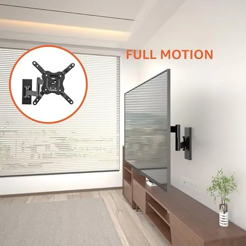 Amazon Basics Supporto a parete per TV Full Motion, si adatta a TV da 30 a 102 cm e VESA 200 x 200, Nero