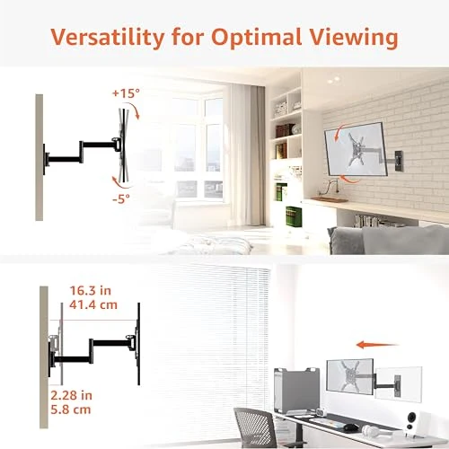 Amazon Basics Supporto a parete per TV Full Motion, si adatta a TV da 30 a 102 cm e VESA 200 x 200, Nero