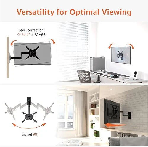 Amazon Basics Supporto a parete per TV Full Motion, si adatta a TV da 30 a 102 cm e VESA 200 x 200, Nero