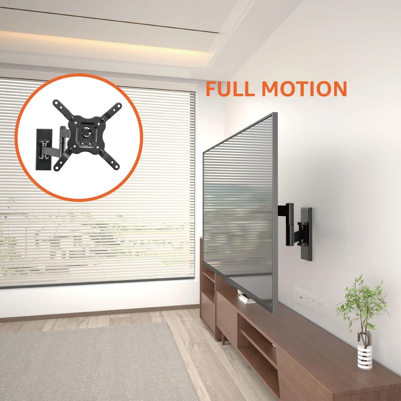 Amazon Basics Supporto a parete per TV Full Motion, si adatta a TV da 30 a 102 cm e VESA 200 x 200, Nero