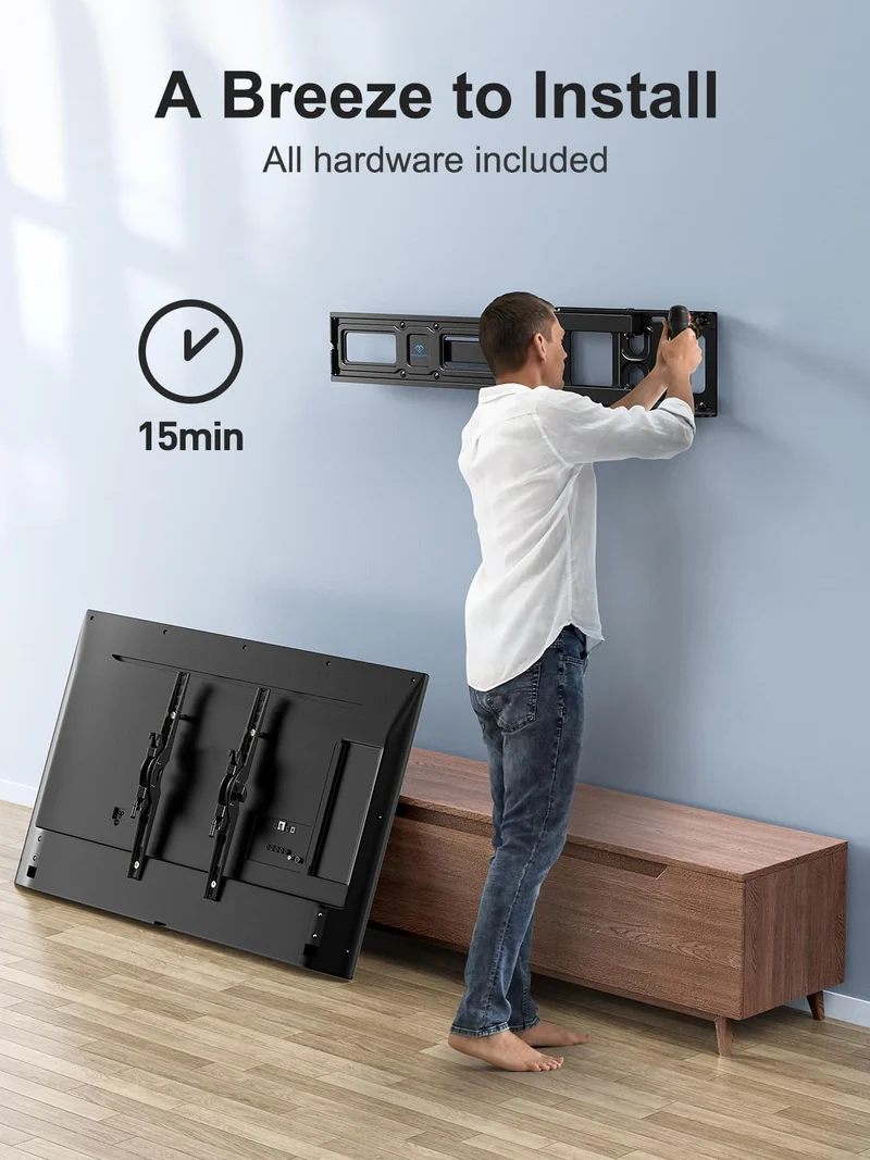 Supporto TV Parete per TV da 26-60 Pollici, Staffa TV con Girevole ed Estendibile, Braccio TV Max VESA 400x400mm fino a 40kg con Livella a Bolla