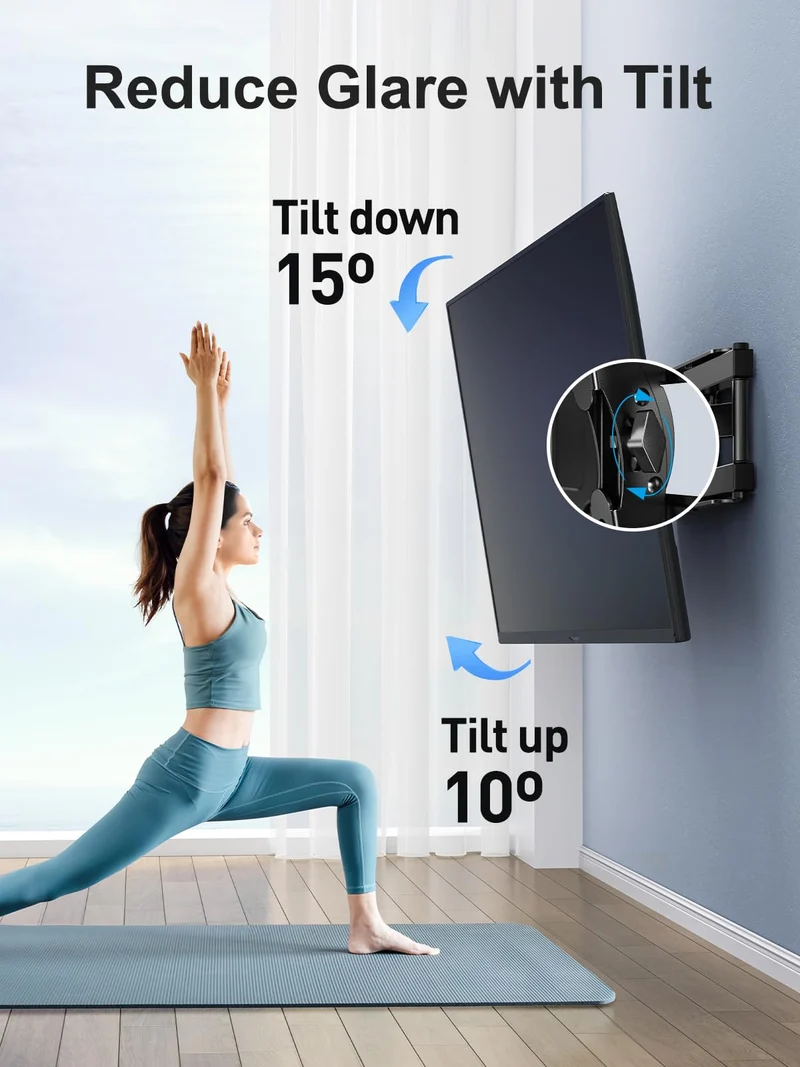 Supporto TV Parete per TV da 26-60 Pollici, Staffa TV con Girevole ed Estendibile, Braccio TV Max VESA 400x400mm fino a 40kg con Livella a Bolla