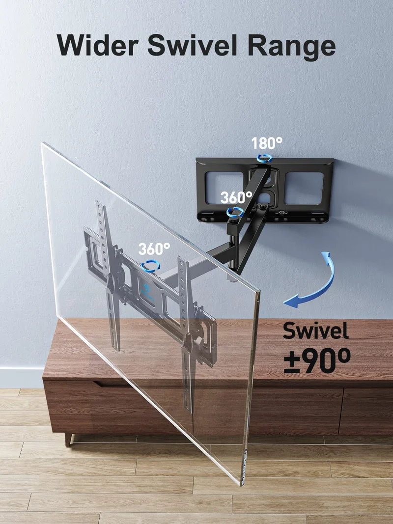 Supporto TV Parete per TV da 26-60 Pollici, Staffa TV con Girevole ed Estendibile, Braccio TV Max VESA 400x400mm fino a 40kg con Livella a Bolla