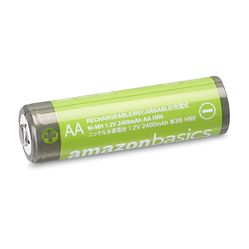 Amazon Basics - Batterie AA ricaricabili, ad alta capacità, 2400 mAh, NiMh, pre-caricate, confezione da 12