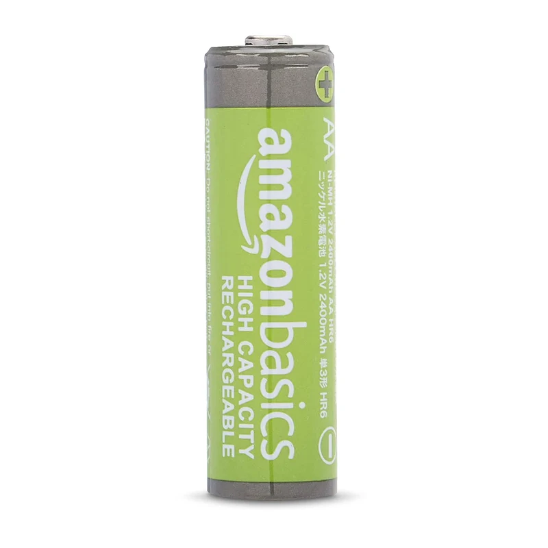 Amazon Basics - Batterie AA ricaricabili, ad alta capacità, 2400 mAh, NiMh, pre-caricate, confezione da 12