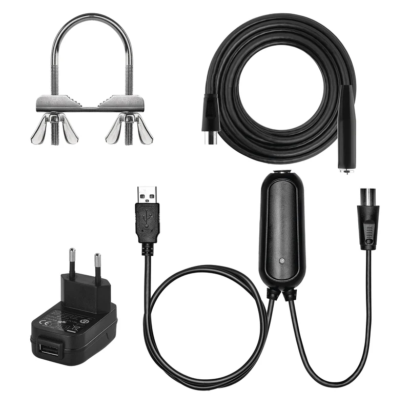 EMOS Antenna interna ed esterna Village, antenna attiva universale per ricezione remota (0-80 km) di DVB-T2, DAB, FM, Full HD, con filtro di blocco LTE integrato, filtro 4G, 5G e amplificatore