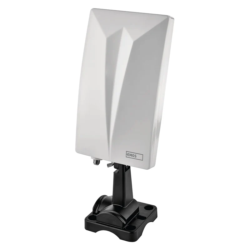 EMOS Antenna interna ed esterna Village, antenna attiva universale per ricezione remota (0-80 km) di DVB-T2, DAB, FM, Full HD, con filtro di blocco LTE integrato, filtro 4G, 5G e amplificatore