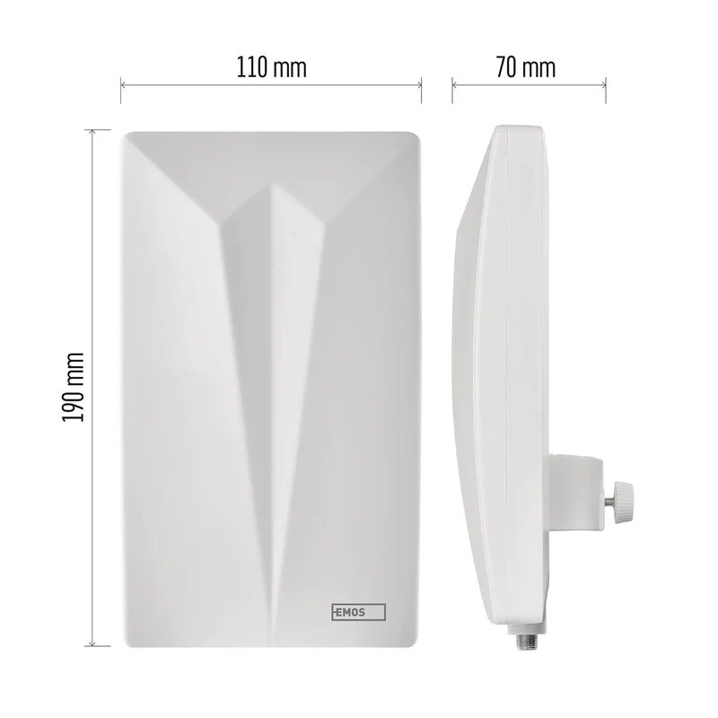 EMOS Antenna interna ed esterna Village, antenna attiva universale per ricezione remota (0-80 km) di DVB-T2, DAB, FM, Full HD, con filtro di blocco LTE integrato, filtro 4G, 5G e amplificatore