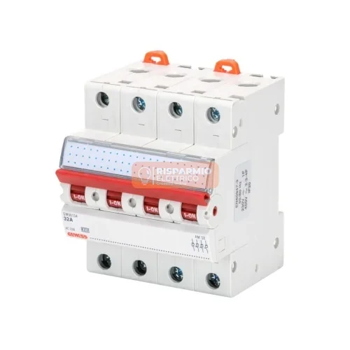 Interruttore di Manovra-Sezionatore 4 Poli 40A 415V 4 Moduli Gewiss GW96135