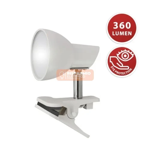 Faretto LED con Clip Velamp Charly 5W 360lm Bianco/Nero – TL1401