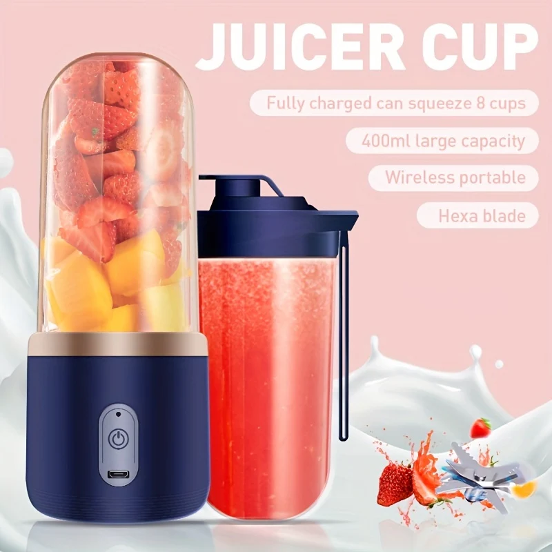 Spremiagrumi Portatile USB A 6 Lame, Spremiagrumi Tazza Per Succhi Di Frutta Spremiagrumi Elettrico Automatico Piccolo Frullatore Per Frullati Ice CrushCup Robot Da Cucina