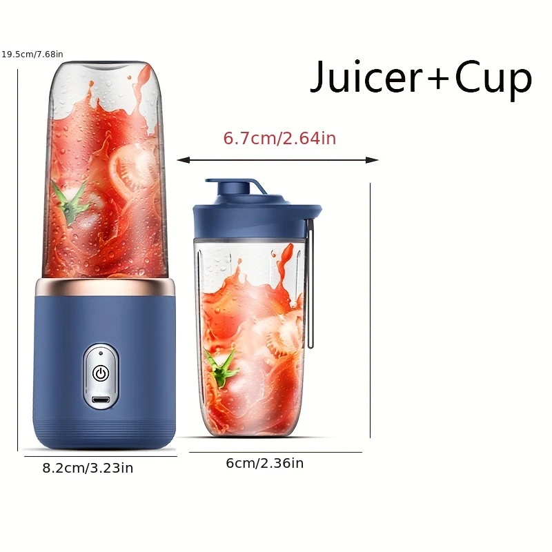 Spremiagrumi Portatile USB A 6 Lame, Spremiagrumi Tazza Per Succhi Di Frutta Spremiagrumi Elettrico Automatico Piccolo Frullatore Per Frullati Ice CrushCup Robot Da Cucina
