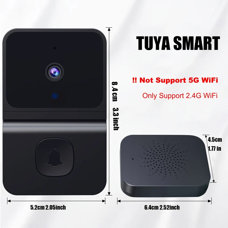 1 Pz Campanello Video Intelligente, Senza Fili Wi-Fi Per Abitazione A Basso Consumo Con Standby Prolungato, App Per Citofono Da Remoto, Archiviazione Cloud Gratis (batteria Integrata)