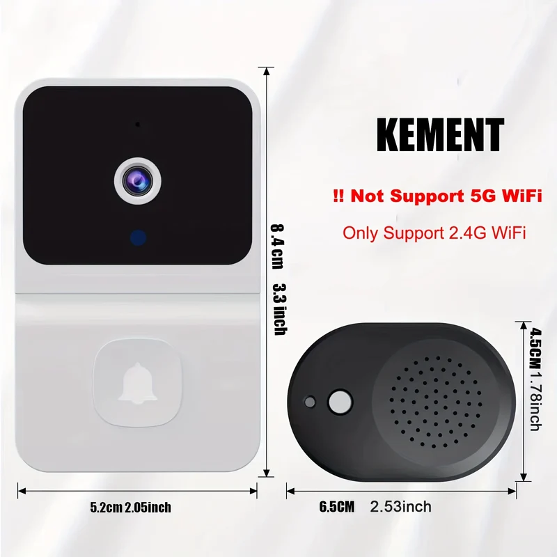 1 Pz Campanello Video Intelligente, Senza Fili Wi-Fi Per Abitazione A Basso Consumo Con Standby Prolungato, App Per Citofono Da Remoto, Archiviazione Cloud Gratis (batteria Integrata)