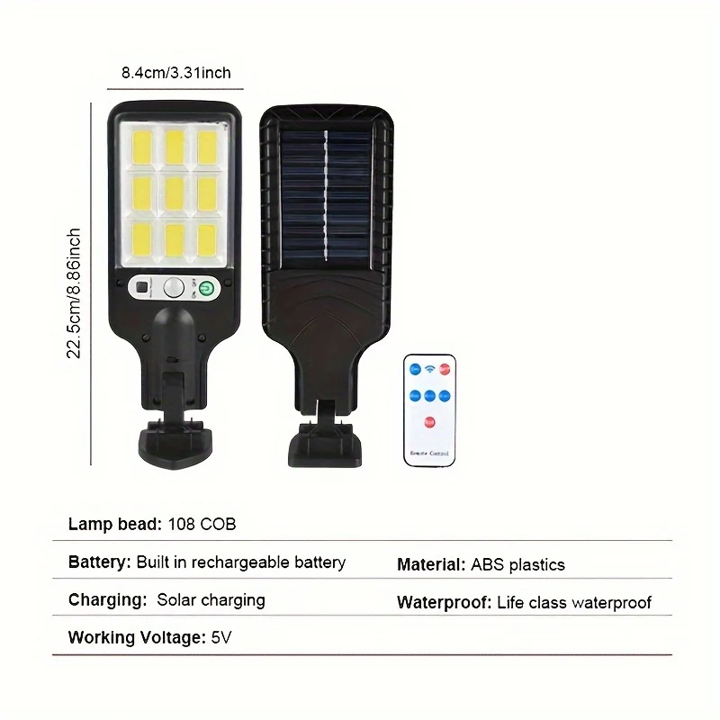 1pc Luce Solare Per Strada LED All'aperto, Sensore Di Movimento RIR Impermeabile, Con 3 Modalità Di Illuminazione, Per Giardino Patio Percorso Garage Lampada Da Parete