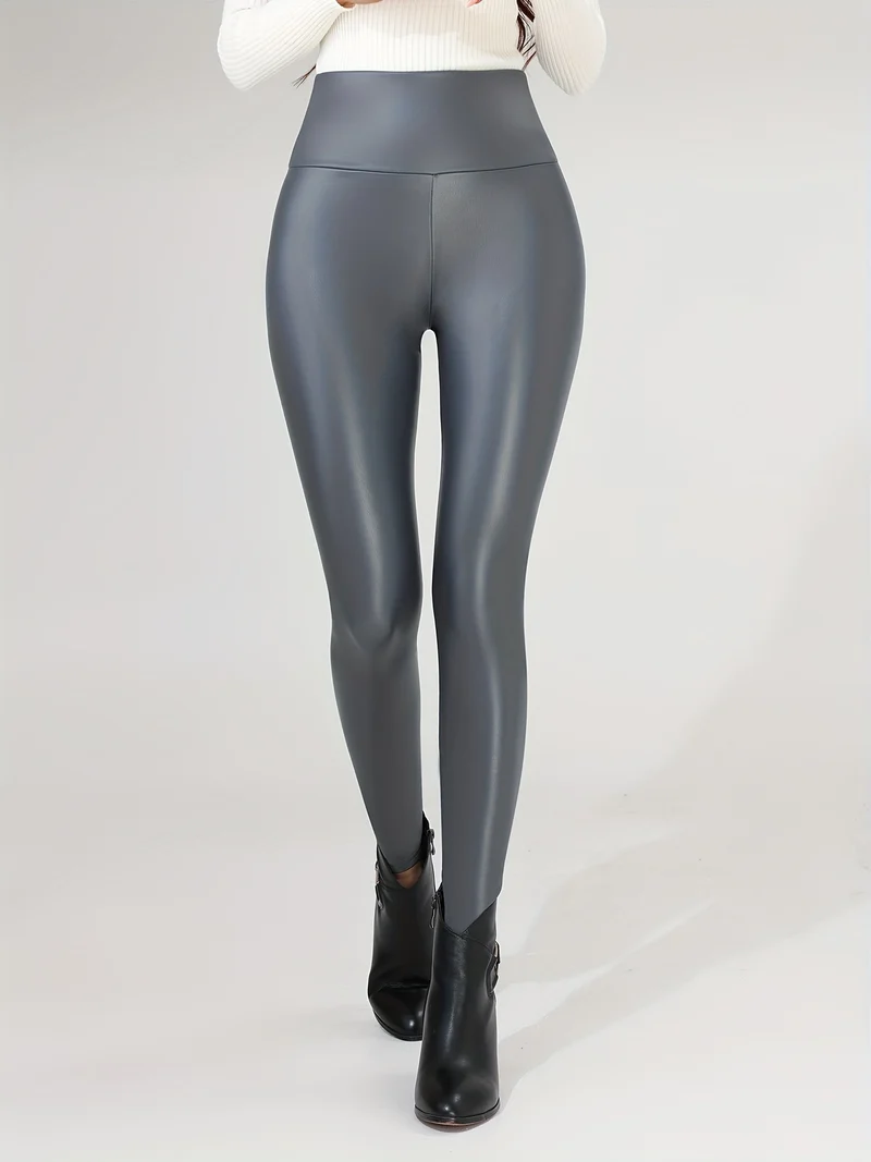 Leggings Sportivi In finta Pelle PU A Vita Alta, Collant Sexy Sottili Elastici, Abbigliamento Sportivo Da Donna