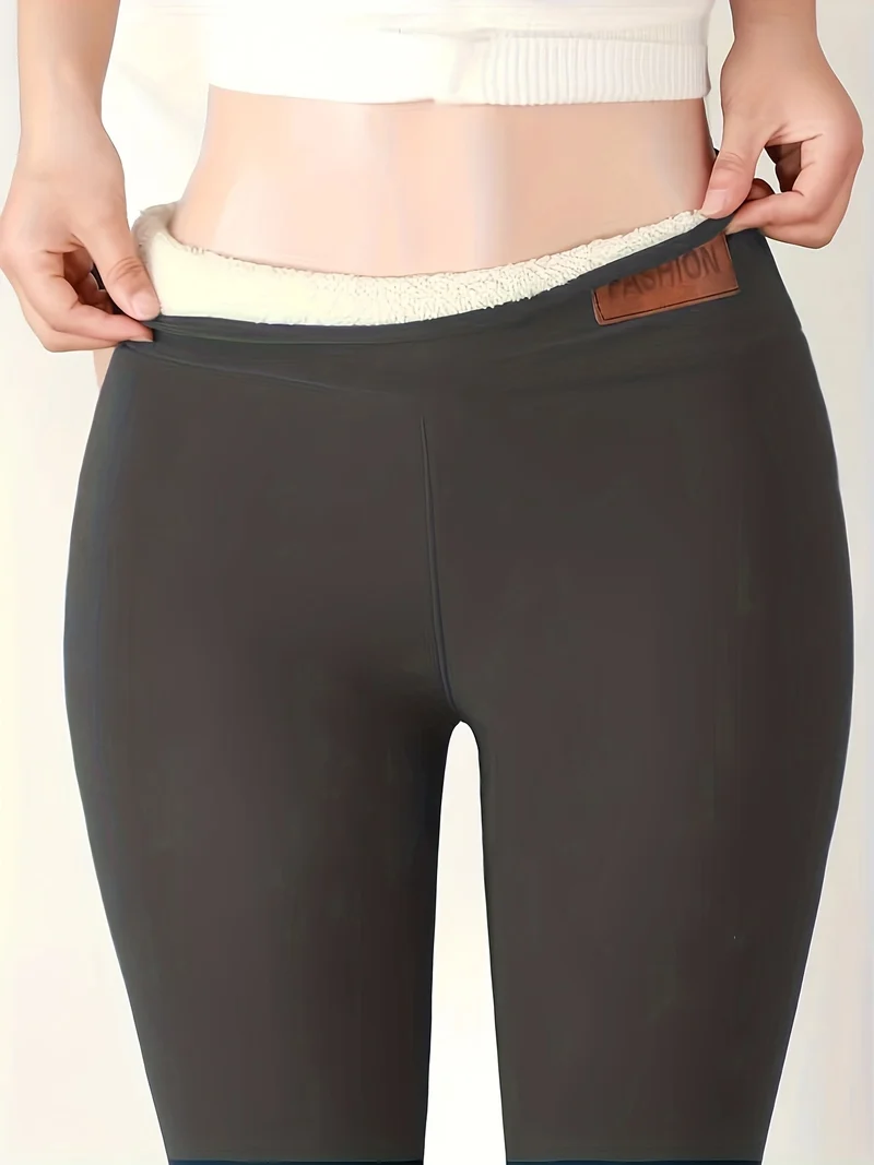 Leggings Lunghi Spessi Invernali, Leggings Sottili Casuali A Vita Alta Elasticizzati Alla Moda, Abbigliamento Da Donna