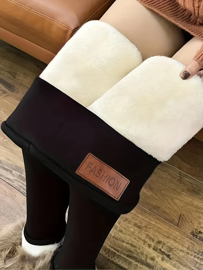 Leggings Lunghi Spessi Invernali, Leggings Sottili Casuali A Vita Alta Elasticizzati Alla Moda, Abbigliamento Da Donna
