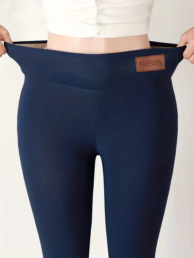 Leggings Lunghi Spessi Invernali, Leggings Sottili Casuali A Vita Alta Elasticizzati Alla Moda, Abbigliamento Da Donna
