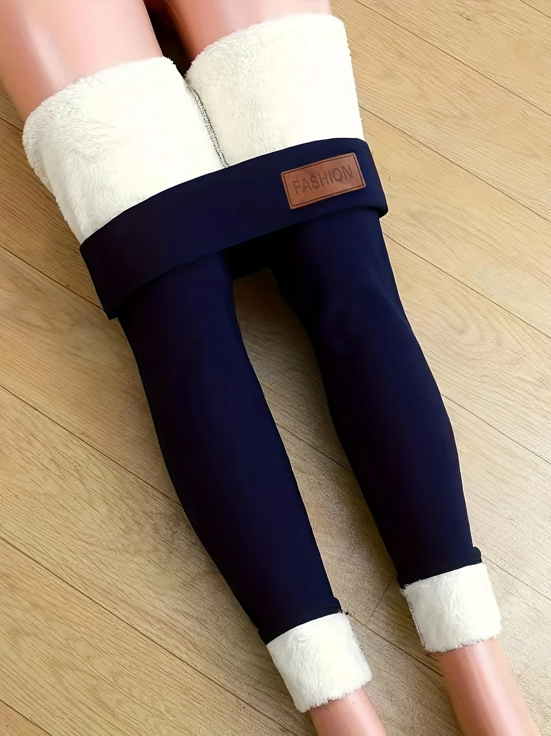 Leggings Lunghi Spessi Invernali, Leggings Sottili Casuali A Vita Alta Elasticizzati Alla Moda, Abbigliamento Da Donna