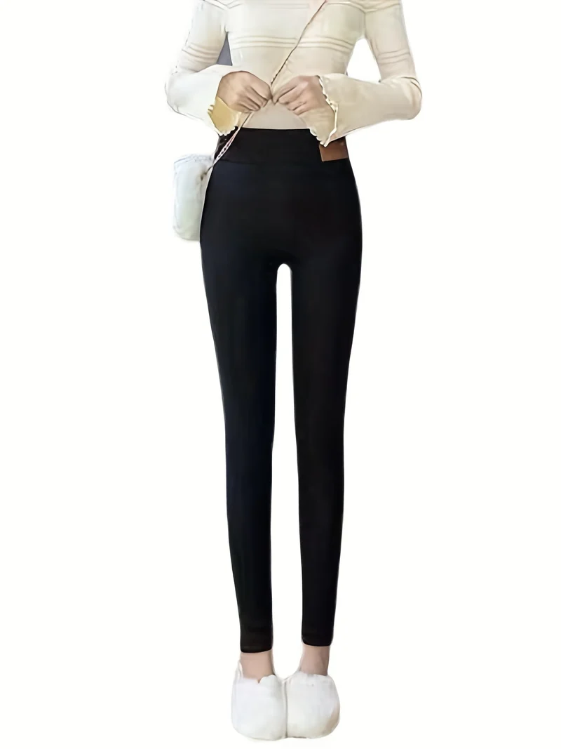 Leggings Lunghi Spessi Invernali, Leggings Sottili Casuali A Vita Alta Elasticizzati Alla Moda, Abbigliamento Da Donna