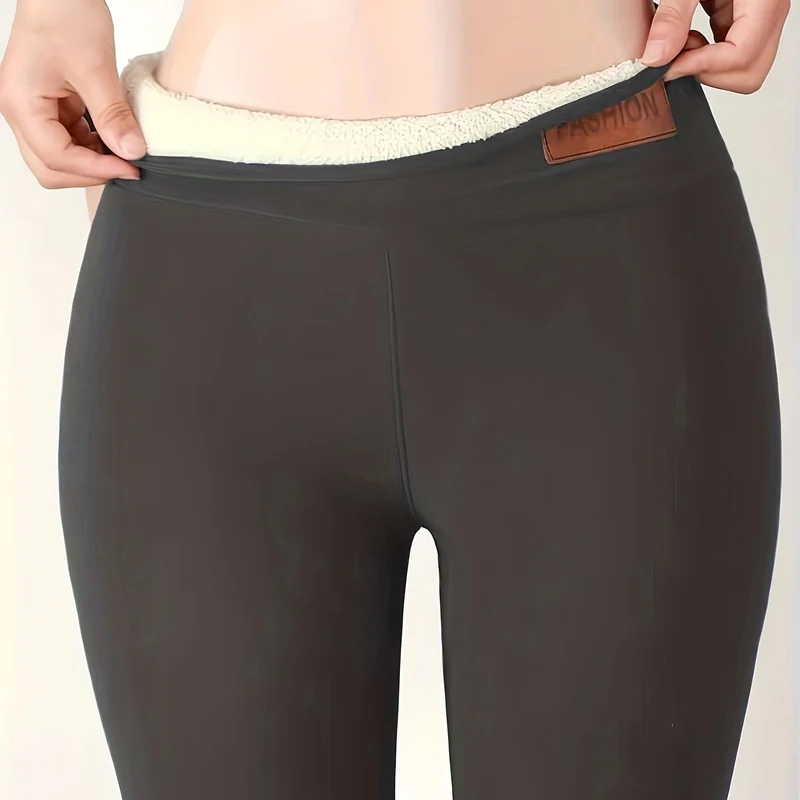 Leggings Lunghi Spessi Invernali, Leggings Sottili Casuali A Vita Alta Elasticizzati Alla Moda, Abbigliamento Da Donna