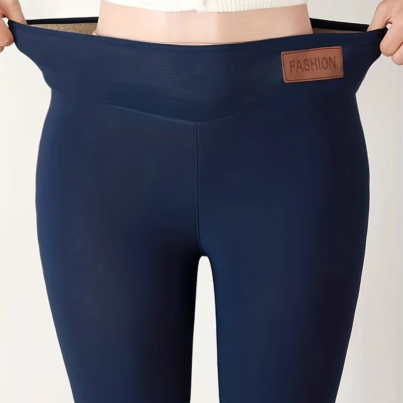 Leggings Lunghi Spessi Invernali, Leggings Sottili Casuali A Vita Alta Elasticizzati Alla Moda, Abbigliamento Da Donna