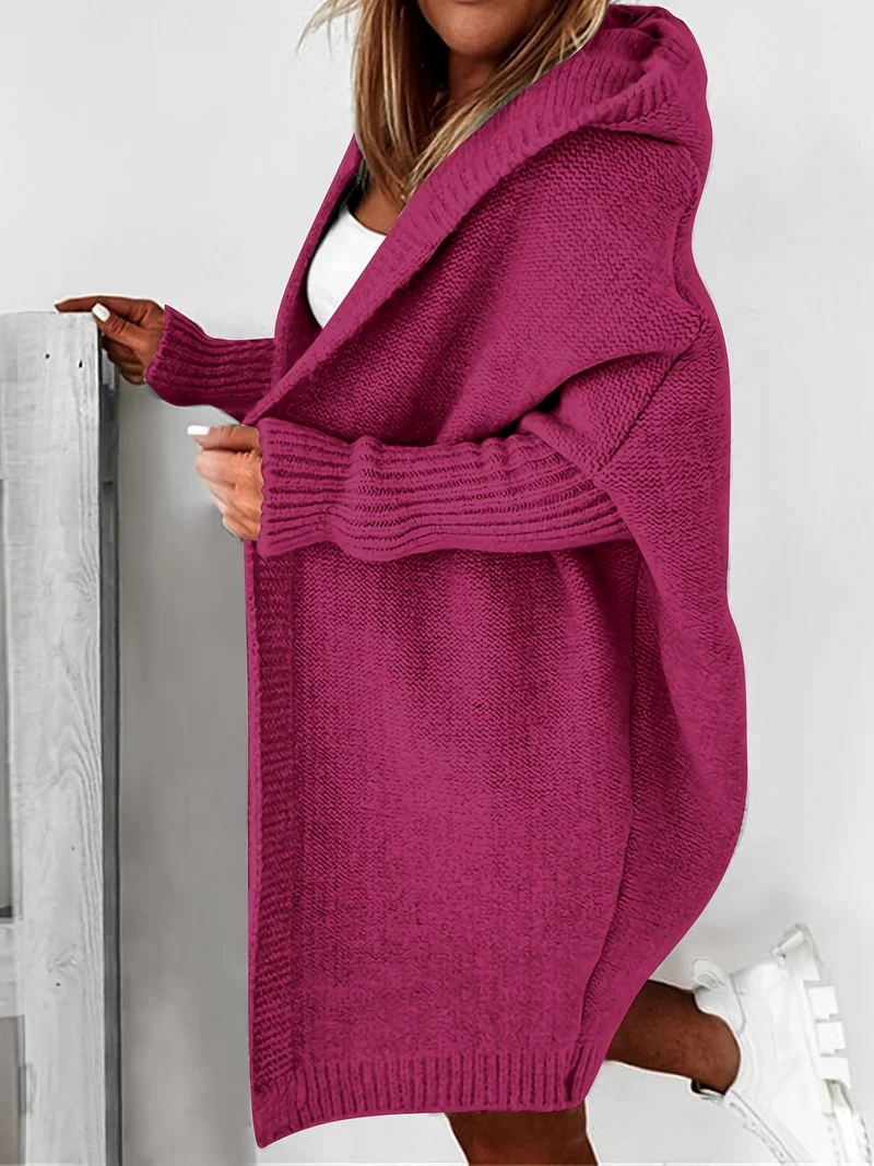 Cardigan Lavorato A Maglia Con Cappuccio Oversize, Maglione Casual A Maniche Lunghe Per L'inverno E L'autunno, Abbigliamento Femminile