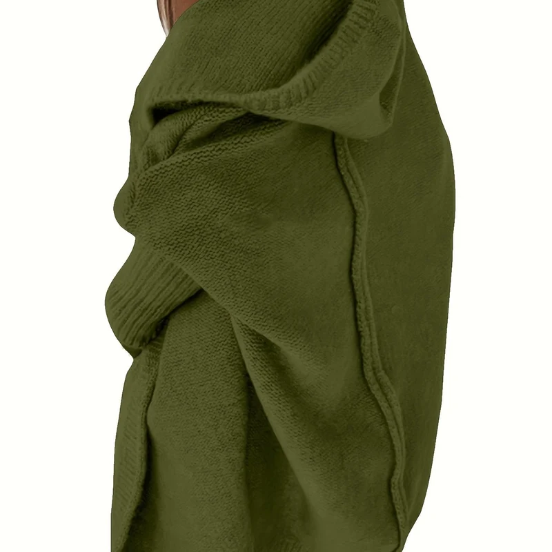 Cardigan Lavorato A Maglia Con Cappuccio Oversize, Maglione Casual A Maniche Lunghe Per L'inverno E L'autunno, Abbigliamento Femminile