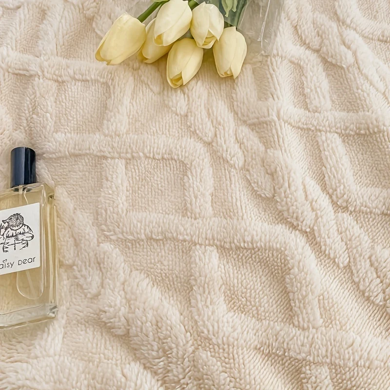 Coperta In Velluto Di Agnello In Velluto A Torre Jacquard A Doppio Strato In Tinta Unita Da 1 Pezzo, Coperta Per Letto Singolo Ispessita, Coperta Per Aria Condizionata