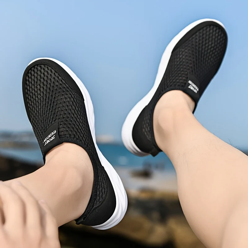 Uomo trama Casual traspirante leggero scivolare sulle scarpe da passeggio, casual all'aperto anti scivolo Scarpe da ginnastica scarpe da guida