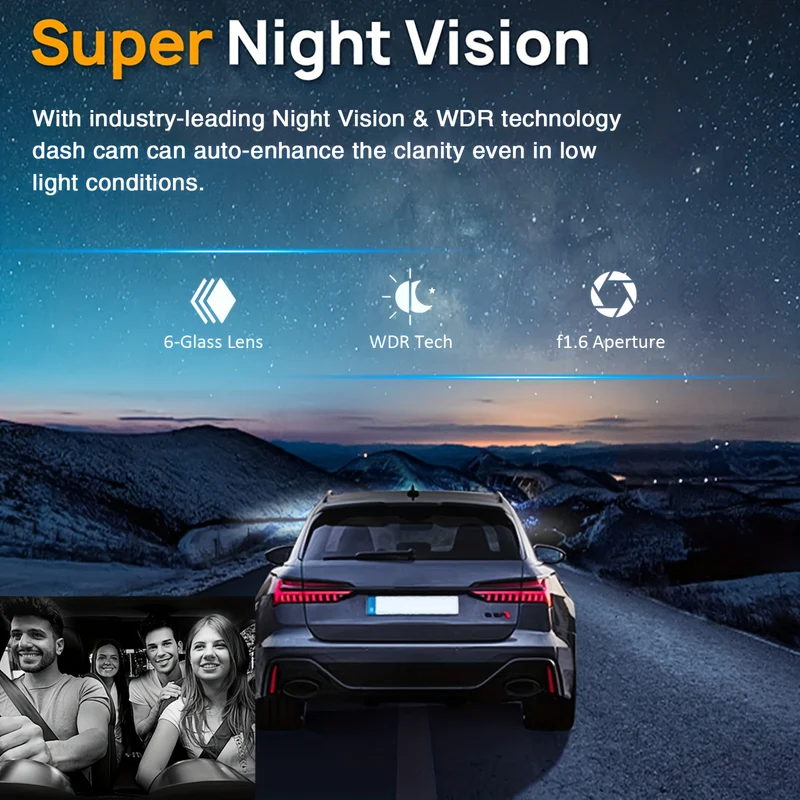 Dash Cam Anteriore E Interna, Dash Cam Da 3,16 Pollici 1080P, Sensore G HD Visione Notturna Registrazione In Loop DVR Per Auto Grandangolare (la Posizione Del Fotodiodo Blu È Casuale)