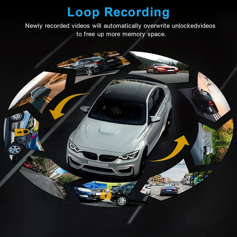 Dash Cam Anteriore E Interna, Dash Cam Da 3,16 Pollici 1080P, Sensore G HD Visione Notturna Registrazione In Loop DVR Per Auto Grandangolare (la Posizione Del Fotodiodo Blu È Casuale)