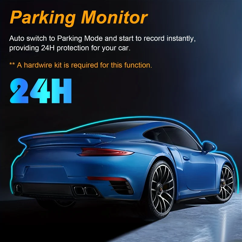 Dash Cam Anteriore E Interna, Dash Cam Da 3,16 Pollici 1080P, Sensore G HD Visione Notturna Registrazione In Loop DVR Per Auto Grandangolare (la Posizione Del Fotodiodo Blu È Casuale)