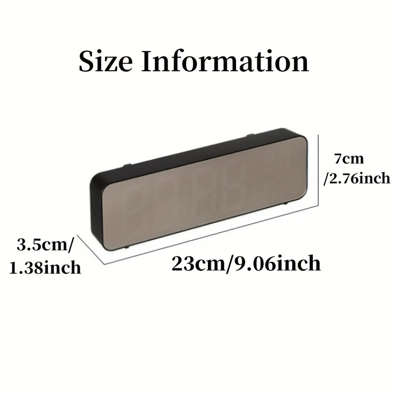 1pc 22.86cm Grande Orologio Da Parete Digitale Con Display Di Temperatura E Umidità, 3 Allarmi, Modalità Notturna E Display LED 12/24H - La Batteria Non È Inclusa