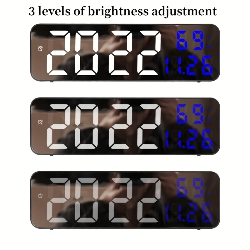 1pc 22.86cm Grande Orologio Da Parete Digitale Con Display Di Temperatura E Umidità, 3 Allarmi, Modalità Notturna E Display LED 12/24H - La Batteria Non È Inclusa