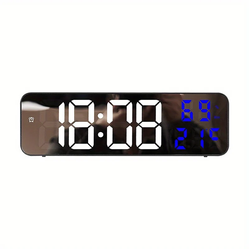 1pc 22.86cm Grande Orologio Da Parete Digitale Con Display Di Temperatura E Umidità, 3 Allarmi, Modalità Notturna E Display LED 12/24H - La Batteria Non È Inclusa