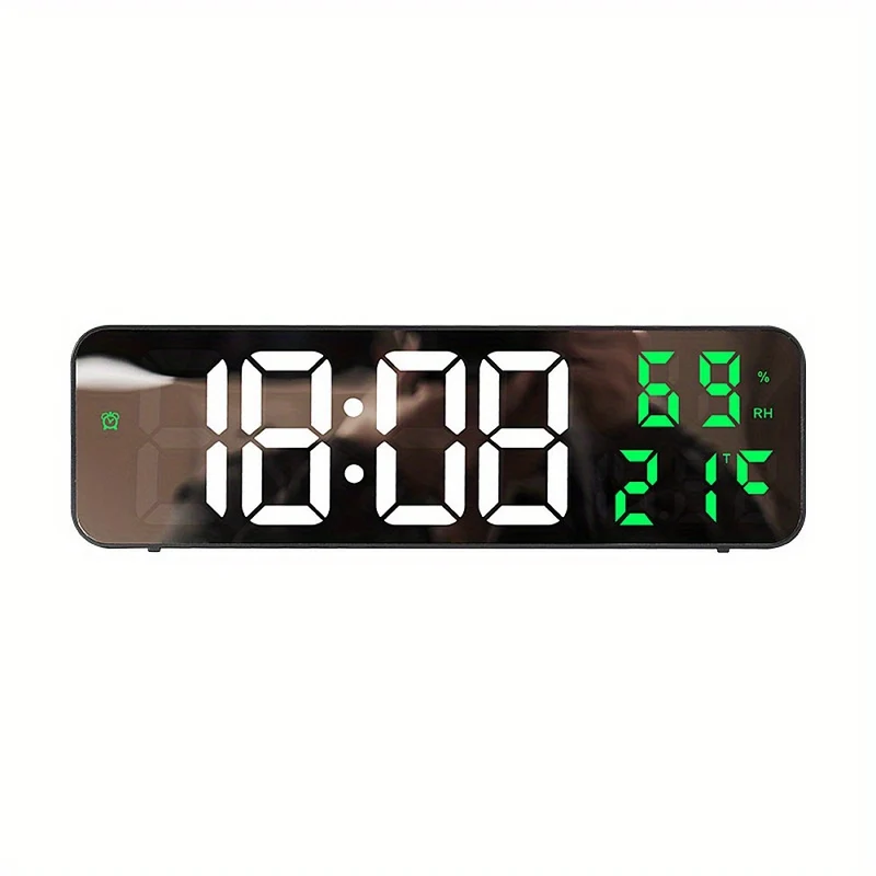 1pc 22.86cm Grande Orologio Da Parete Digitale Con Display Di Temperatura E Umidità, 3 Allarmi, Modalità Notturna E Display LED 12/24H - La Batteria Non È Inclusa