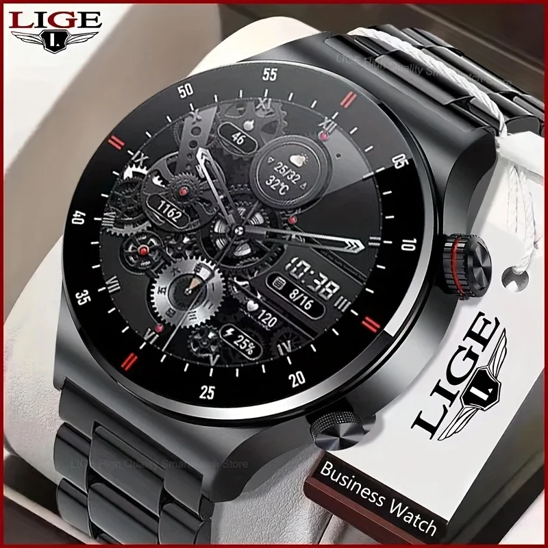 Orologio intelligente LIGE per uomo 2023, BT, risposta alle chiamate IP67, orologi impermeabili, sport, fitness, monitoraggio del sangue e dell'ossigeno, smartwatch Relogio Masculino