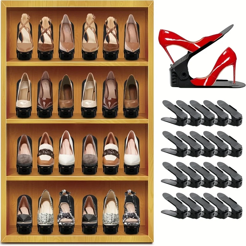 Organizzatore scarpe da 8pz., scarpiera regolabile, scarpiera doppio strato, impilatore per scarpe, scarpiera salvaspazio per dormitorio o armadio camera da letto