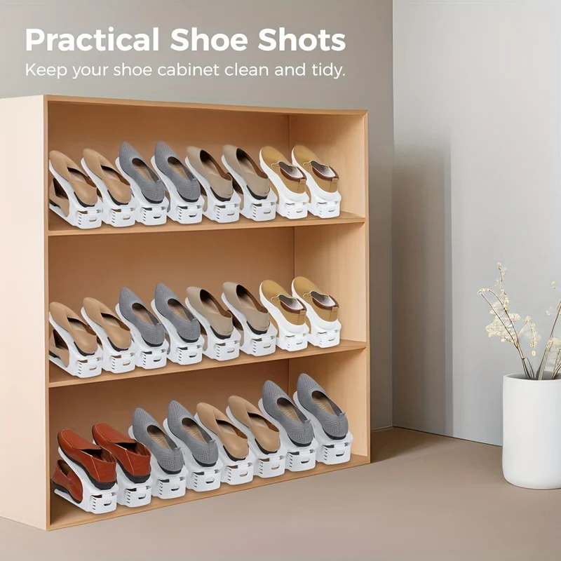 Organizzatore scarpe da 8pz., scarpiera regolabile, scarpiera doppio strato, impilatore per scarpe, scarpiera salvaspazio per dormitorio o armadio camera da letto