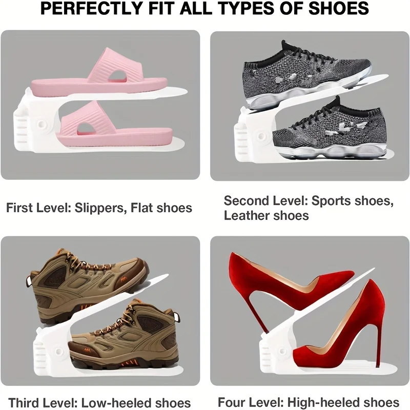 Organizzatore scarpe da 8pz., scarpiera regolabile, scarpiera doppio strato, impilatore per scarpe, scarpiera salvaspazio per dormitorio o armadio camera da letto
